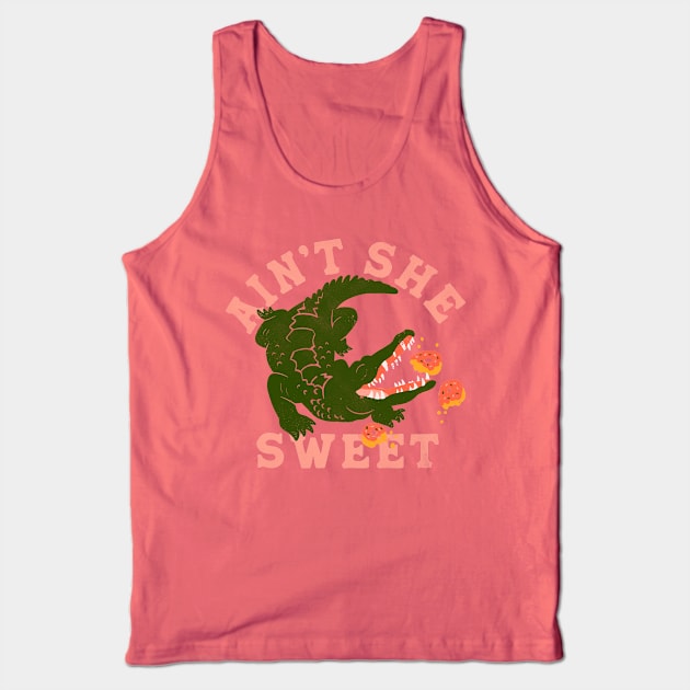 Ain't She Sweet Alligator & Donuts Design Tank Top by The Whiskey Ginger